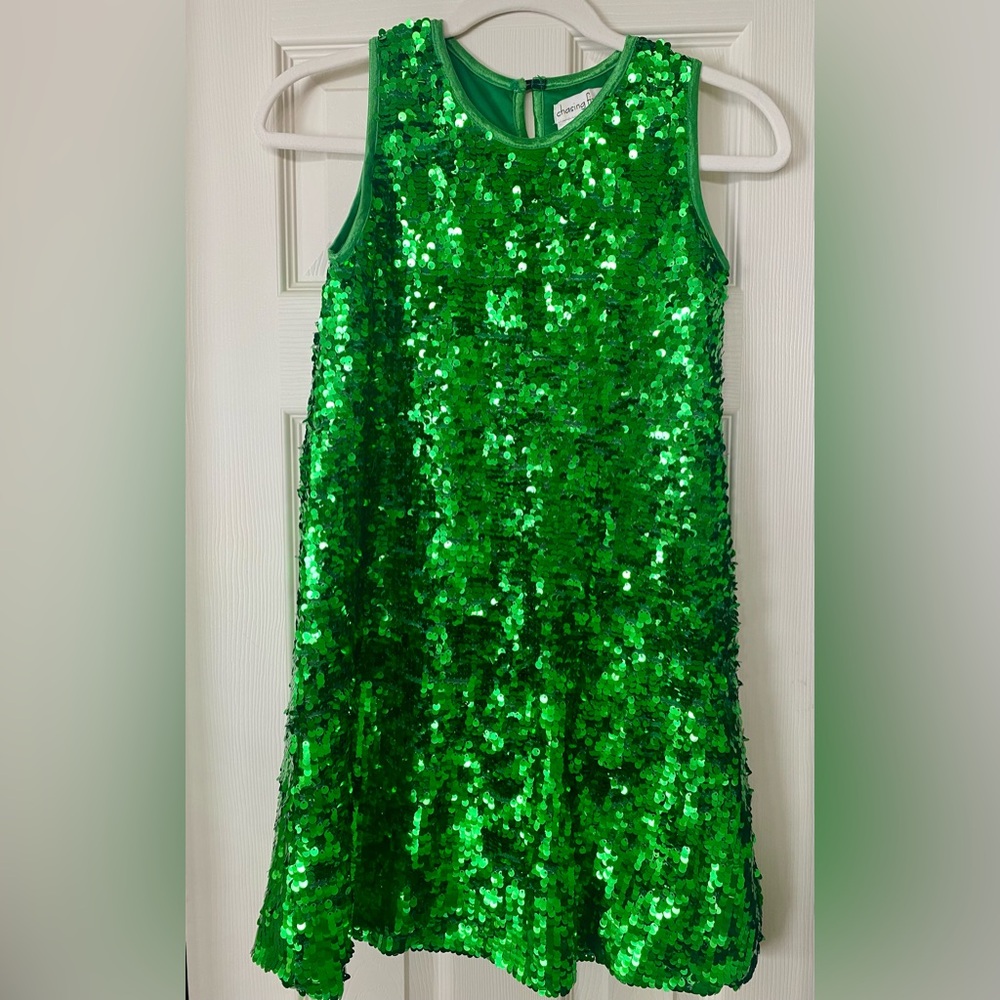Green Sequin Kids Dress